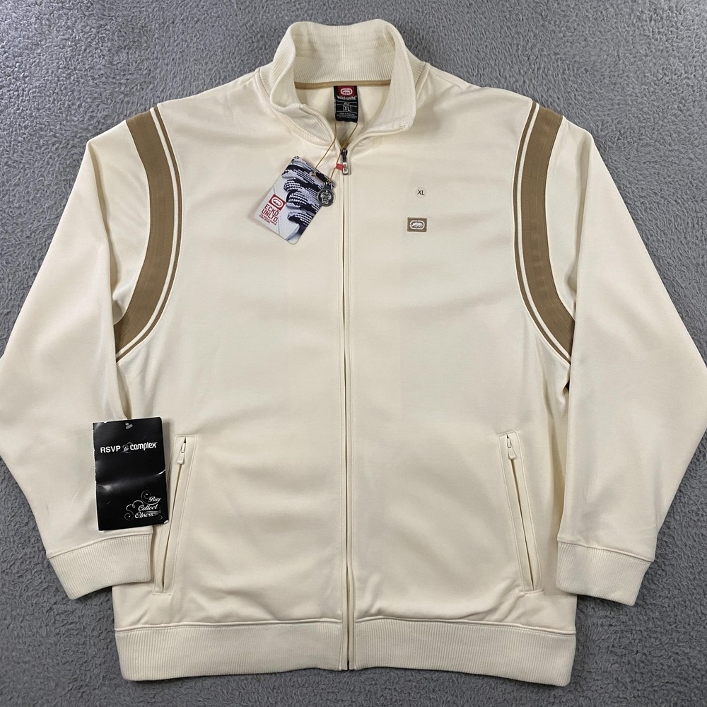 Ecko Unltd Jacket‎ Mens XL Cream Tan Track Full Zip Hip Hop Rap NEW VTG Y2K